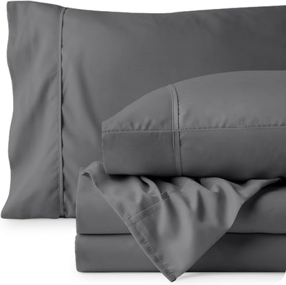 Bare Home Queen Sheet Set - Ultra-Soft 1800 Microfiber Bedding - Deep Pockets - 4 Piece Set | Grey
