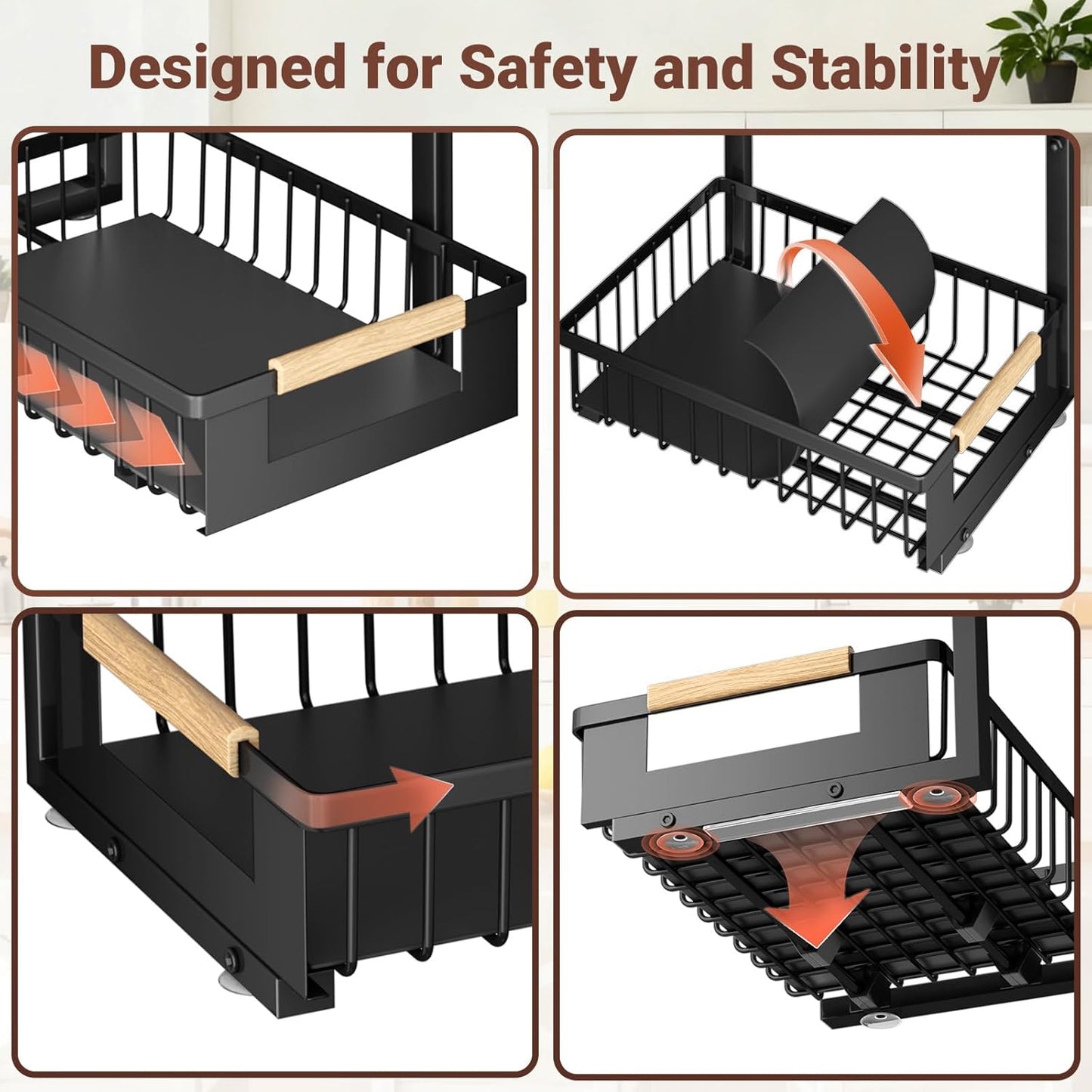 Under Sink Organizer - L-Shape 2-Tier Pull-Out Cabinet Storage Rack | Adjustable Height, Black, 2 Pack