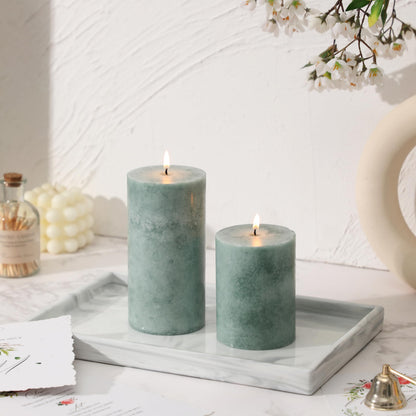 3x6 Inch Sage Green Pillar Candles Set of 3, Unscented Green Pillar Candle, Dripless and Smokeless Large Candles, Summer Candle for Home Decor, Dinner Table, Weddings, Holidays