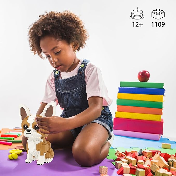 Larcele Micro Building Blocks Set DIY Mini Building Toy Bricks for Age Over 12 Years 1109 Pieces KLJM-02 (Chihuahua)