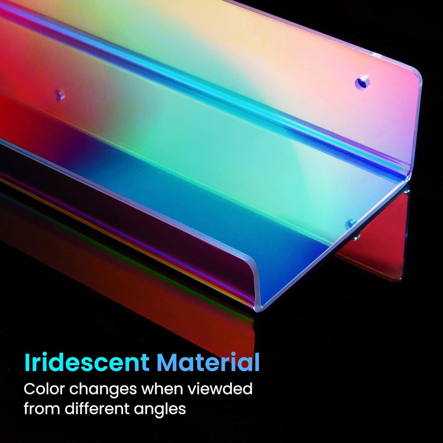 Upsimples Acrylic Wall Shelves - 15" Display Shelf for Perfume, Skincare & Nail Polish | Iridescent 4-Pack