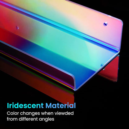 Upsimples Acrylic Wall Shelves - 15" Display Shelf for Perfume, Skincare & Nail Polish | Iridescent 4-Pack