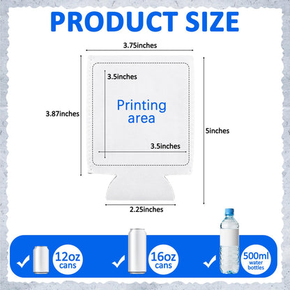 Umigy 500 Pcs Can Coolers Sleeves Bulk, Insulated Neoprene Beer Cooler Drink Sleeves Blank Sublimation Cover Universal Fit 12 Oz Cans DIY for Events Parties BBQ Gifts (White)