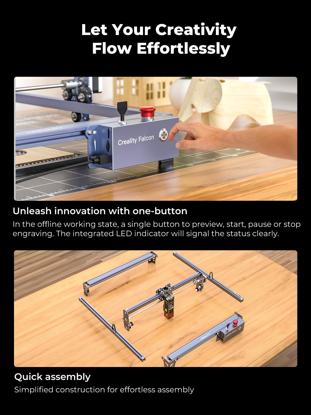 Creality 72000mW Output Power Laser Engraver, Falcon Pro 10W with Air Assist Laser Engraving Machine, CNC Machine Laser Engraver for Wood and Metal, Paper, Acrylic, Leather