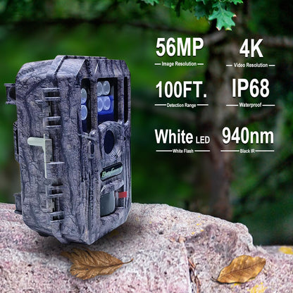 BolyGuard BG662-HQ Trail Game Camera 4K/56MP Night Vision Camera Dual-LEDs 940nm Invisible IRs+White LEDs Waterproof IP68 Outdoor Wildlife Camera