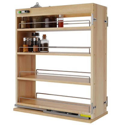 Grehitk Pull Out Spice Rack Organizer for Cabinet (8" W x 22.3" D x 25.2" H), Sliding Spice Rack for Kitchen Cabinet, Wood Pull Out Cabinet Organizer for Multi-Use