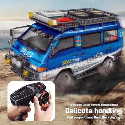 1:24 Scale RC Delica Van with Gearbox &amp Headlights 2.4Ghz Full Proportional 4WD RC Model Vehicle Remote Control Car for Adults &amp Hobbyists