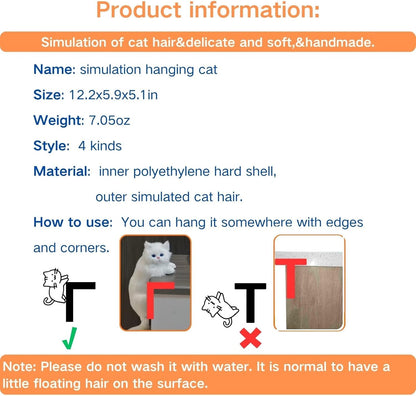 Skiennix Realistic Furry Kitty Figurine - Handmade Plush Cat Statue for Home & Office Decor (Orange)