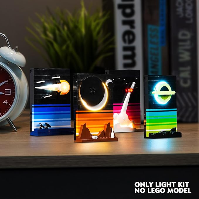 VONADO Light Kit Compatible with Lego Tales of The Space Age DIY Lighting Compatible with Lego 21340 Building Set (No Model) Lights Compatible with Lego Space 3D Postcards for Astronomy Lovers