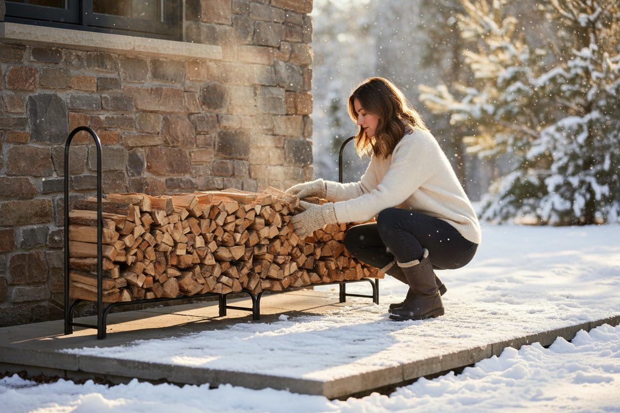 Shelter Fire Wood Storage Racks - Weatherproof Outdoor Firewood Rack, Heavy Duty Steel Wood Rack, Firewood Storage X-Large (96" L x 13" D x 45" H), SLRXL