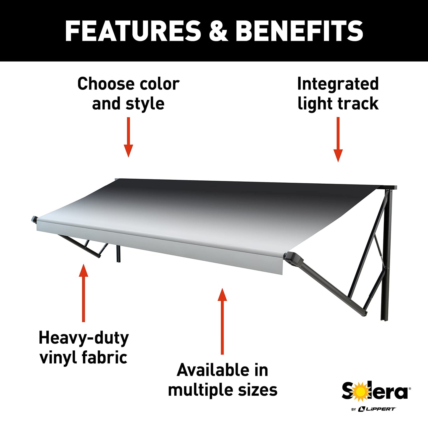 Solera Awning Roller and Fabric Assembly 10' Black/White V000211446