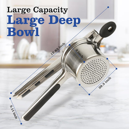 Mindful Design 15oz Potato Ricer - Heavy Duty Stainless Steel Masher for Perfect Mashed Potatoes
