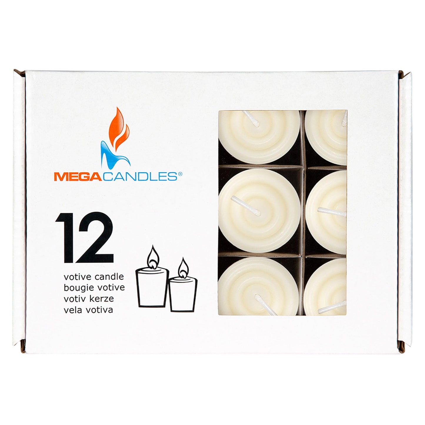 Mega Candles 12 pcs Unscented Ivory Votive Candles, Hand Poured Wax Candle 15 Hours 1.5 Inch x 2.25 Inch, Home Décor, Wedding Receptions, Centerpieces, Occasions, Events, Meditations, Holders