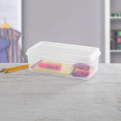 Sterilite 12-Pack Clear Flip-Top Stackable Storage Bins - Convenient Hinging Lid Design