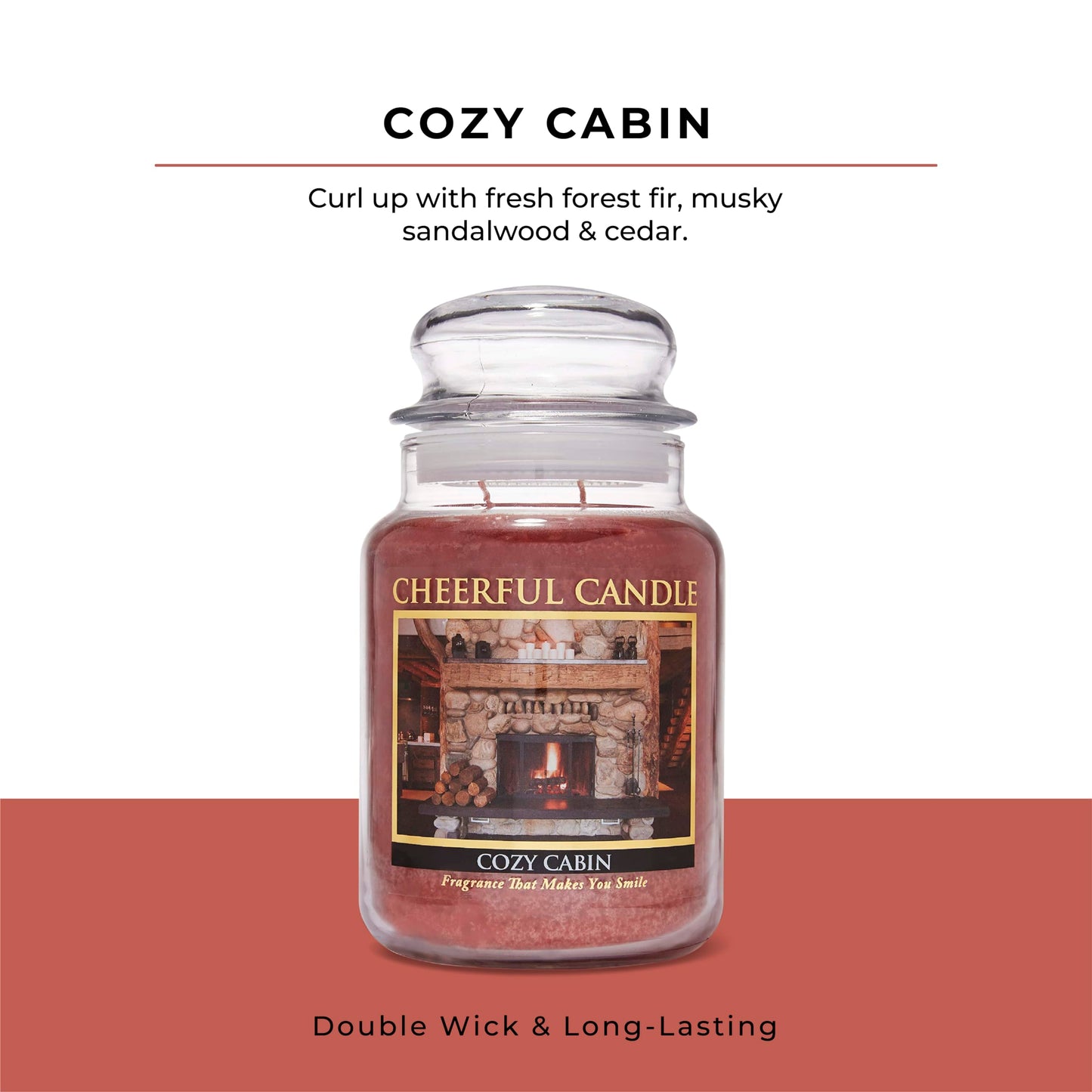 A Cheerful Giver - Cozy Cabin Scented Glass Jar Candle (24 oz) with Lid & True to Life Fragrance Made in USA