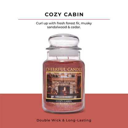 A Cheerful Giver - Cozy Cabin Scented Glass Jar Candle (24 oz) with Lid & True to Life Fragrance Made in USA