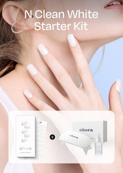 ohora Bundle Set (N Addict Starter Kit) - Red Solid Gel Nail Strips with UV/LED Lamp and Mini Remover, Salon-Quality, Long Lasting, Easy to Apply & Remove - Includes Prep Pads, Nail File, Wooden Stick