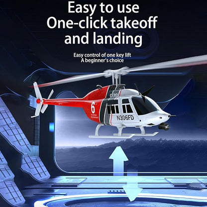 C138 Remote Control Helicopter 1:33 Scale Bell206 Helicopter 2.4G 4CH RTF Single Propeller Aileron Free Optical Flow Positioning Six-axis Gyroscope Stabilization Gift for Adults (3 Battery)