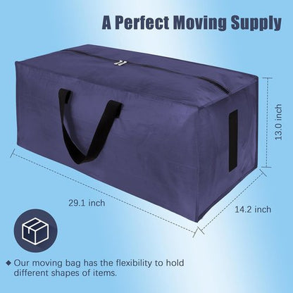 HOMESURE Large Water-Resistant Moving Bags - 8 Pack Heavy Duty Storage Totes with Zippers & Handles | Space-Saving Solution (Blue)
