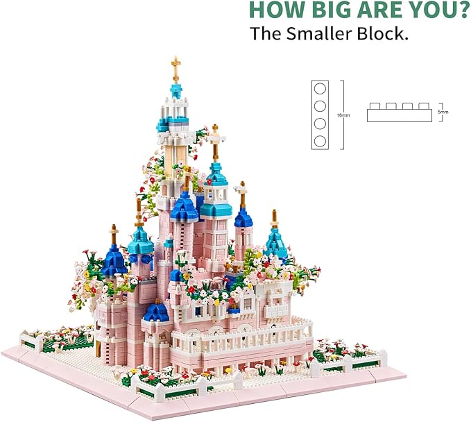 Architecture Castle with Flower Series Micro Blocks Building Sets for Adults and Teens 4000+ PCS Bricks Building Blocks - Upgrade Version
