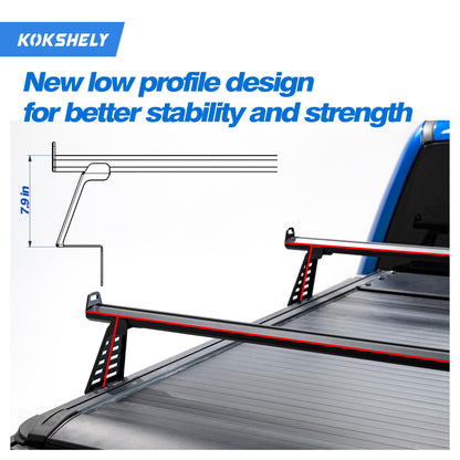 Adjustable 65.4”Truck Bed Rack Cross Bars（2-Pack） for Mid-Size Trucks with Soft Roll-Up, Hard Rolling,Tri-Fold, Retract Hard Tonneau Covers|Aluminum Cross Bars|Compatible with Kayak Racks, Bike Racks