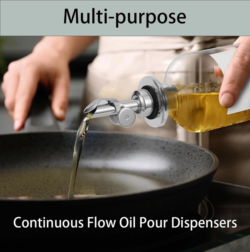 Pafusen 6 Pack Auto Flip Olive Oil Dispenser, Liquor Pour Spout, Oil Dispenser for Kitchen, Easily Turn Your Bottles into Dispensers for Liquor, Vinegar, Coffee Syrup or Oils, Weighted Pourer, Silvers