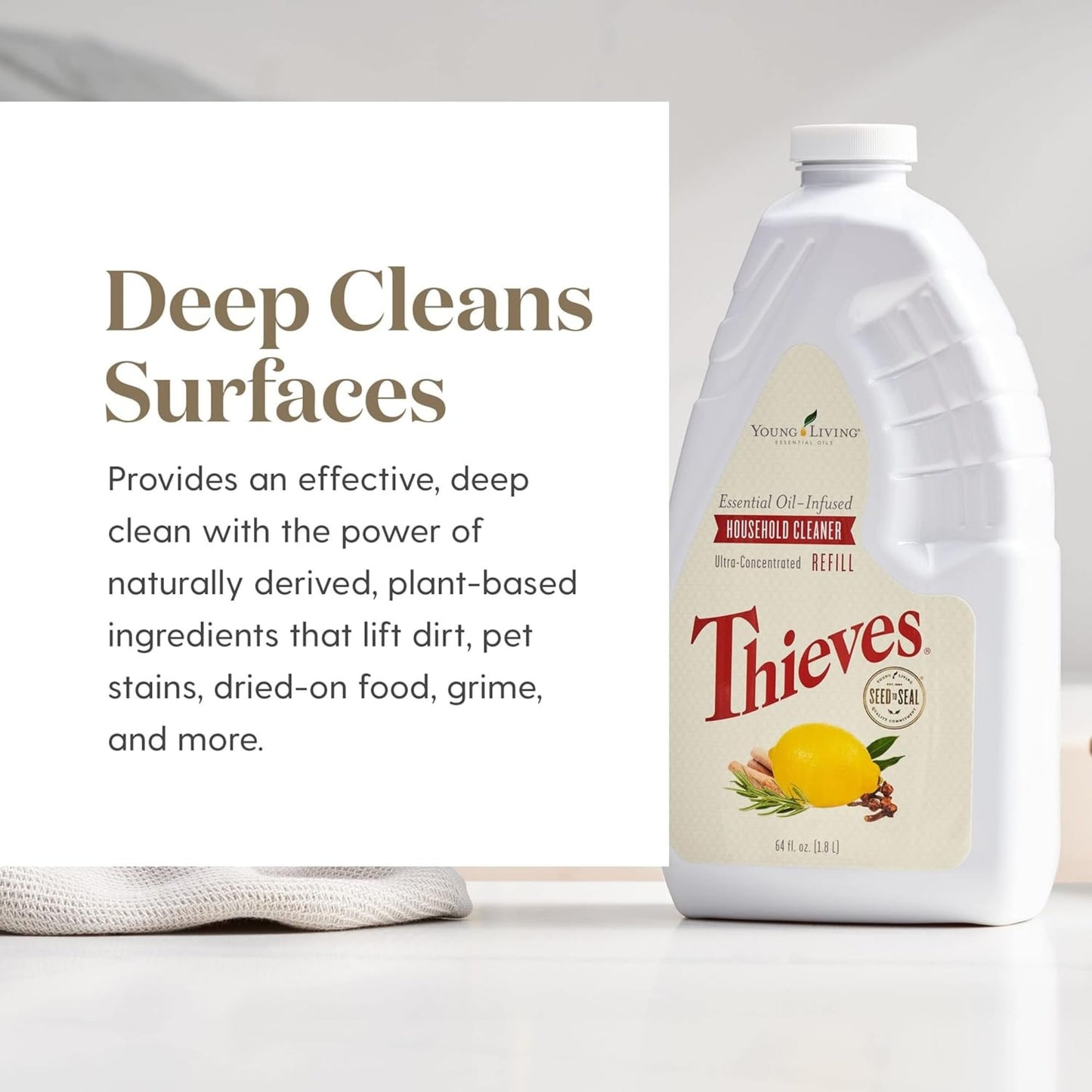 Thieves Household Cleaner | 14.4 oz | Plant-Based Multi-Surface Solution Infused with Essential Oils | Dilute for Floors, Carpets, Glass, Counters, Appliances, and General Home Cleaning