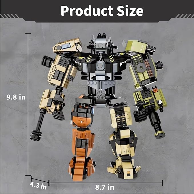 5 in 1 DIY Assembling Warrior Mech Model Building Blocks Set1881 Pieces Bricks Collectible Gun Military Weapon Toy Set Gift for Adults Teens 14+ or Firearm/Mech Fans
