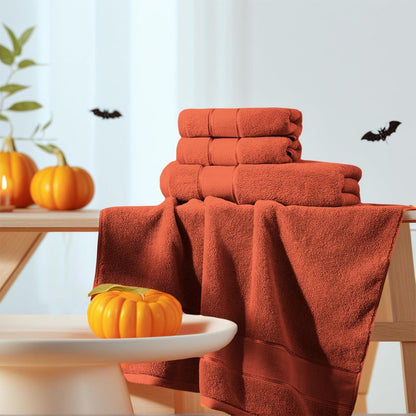 Marvione 6-Piece Bath Towels Set | 100% Turkish Cotton, Highly Absorbent & Soft | Burnt Orange