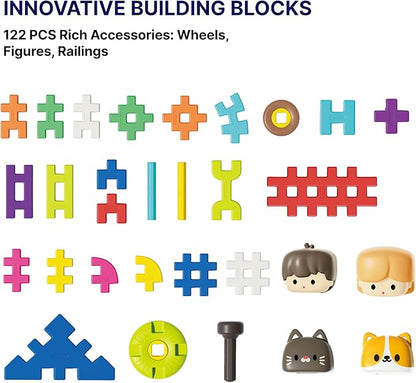 Interlocking Building Blocks for Kids Waffle-Style Construction Toy Set with Locking Storage Case Rainbow STEAM Educational Blocks for Toddlers &amp Children Ages 2-8 Creative Learning Gift