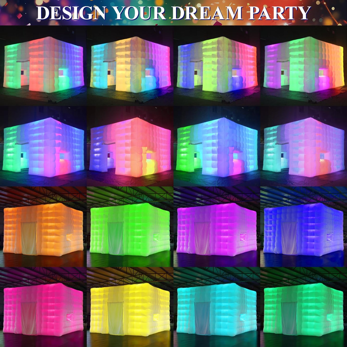 SAYOK Inflatable Party Tent 16.4'x16.4'x11.5' with LED Wall Wash Lights, Night Club Tent for Adults Wedding Birthday Backyard Party Business Events