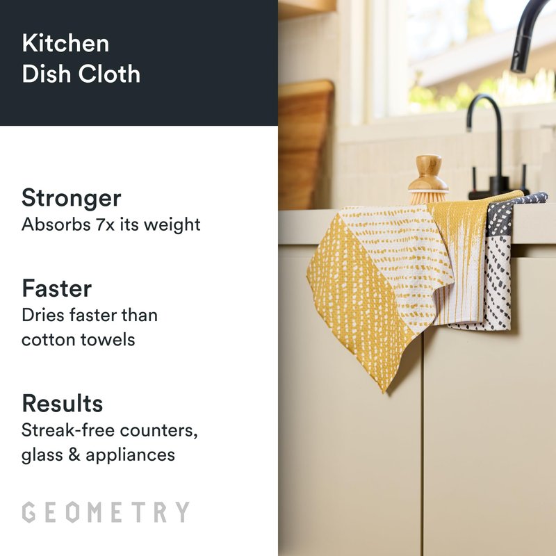GEOMETRY Kitchen Dish Cloths - Quick Dry Dishcloths for Kitchen - Premium Dish Rags with Geoweave - 3-Pack Set This and That
