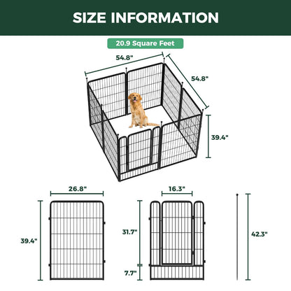 FXW Rollick Unleashed Dog Playpen for Indoor, Yard, RV Camping, 40 inch 8 Panels for Medium and Large Dogs, Black│Patented