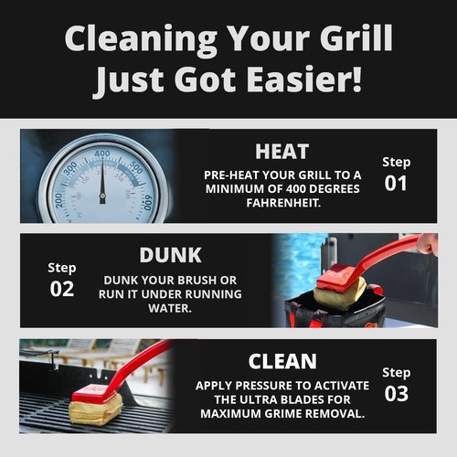 Grill Rescue | BBQ Cleaning Head - Bristle-Free Grill Brush for Cast Iron & Stainless Steel Grates