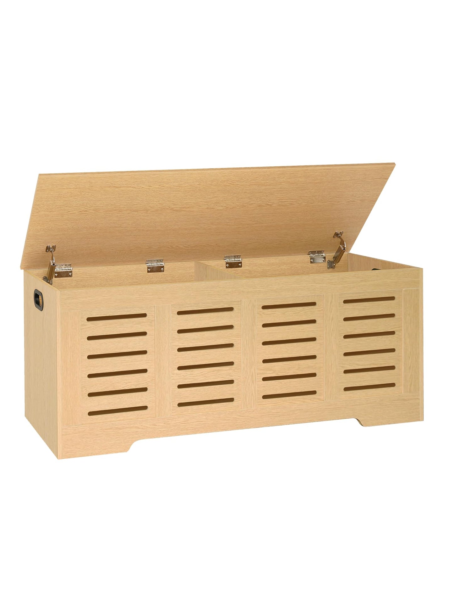 DINZI LVJ Storage Chest, 47.3”Wooden Storage Box with 2 Safety Hinges, Entryway Shoe Bench with Flip-Top, Farmhouse Style Trunk for Living Room, Bedroom, Play Room, Easy Assembly, Natural