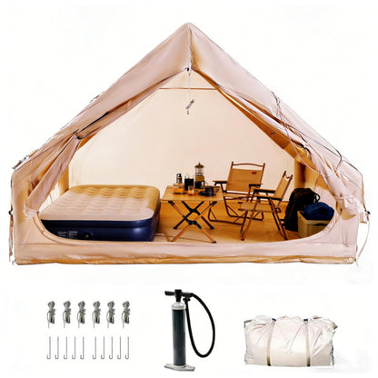Glamping Air Tent for 4-6 Person, Quick Inflation, Large Skylight, Mosquito-Proof Ventilation Privacy Curtains on Both Sides, Ideal for Family Camping Gathering Camping Holiday Camping Outdoor Camping