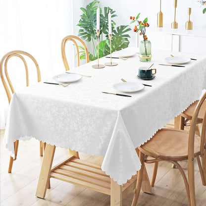 Smiry Rectangle Table Cloth, Waterproof Heavy Duty Vinyl Tablecloths, Wipeable Washable Table Cover for Kitchen and Dining Room (White, 70" X 108")