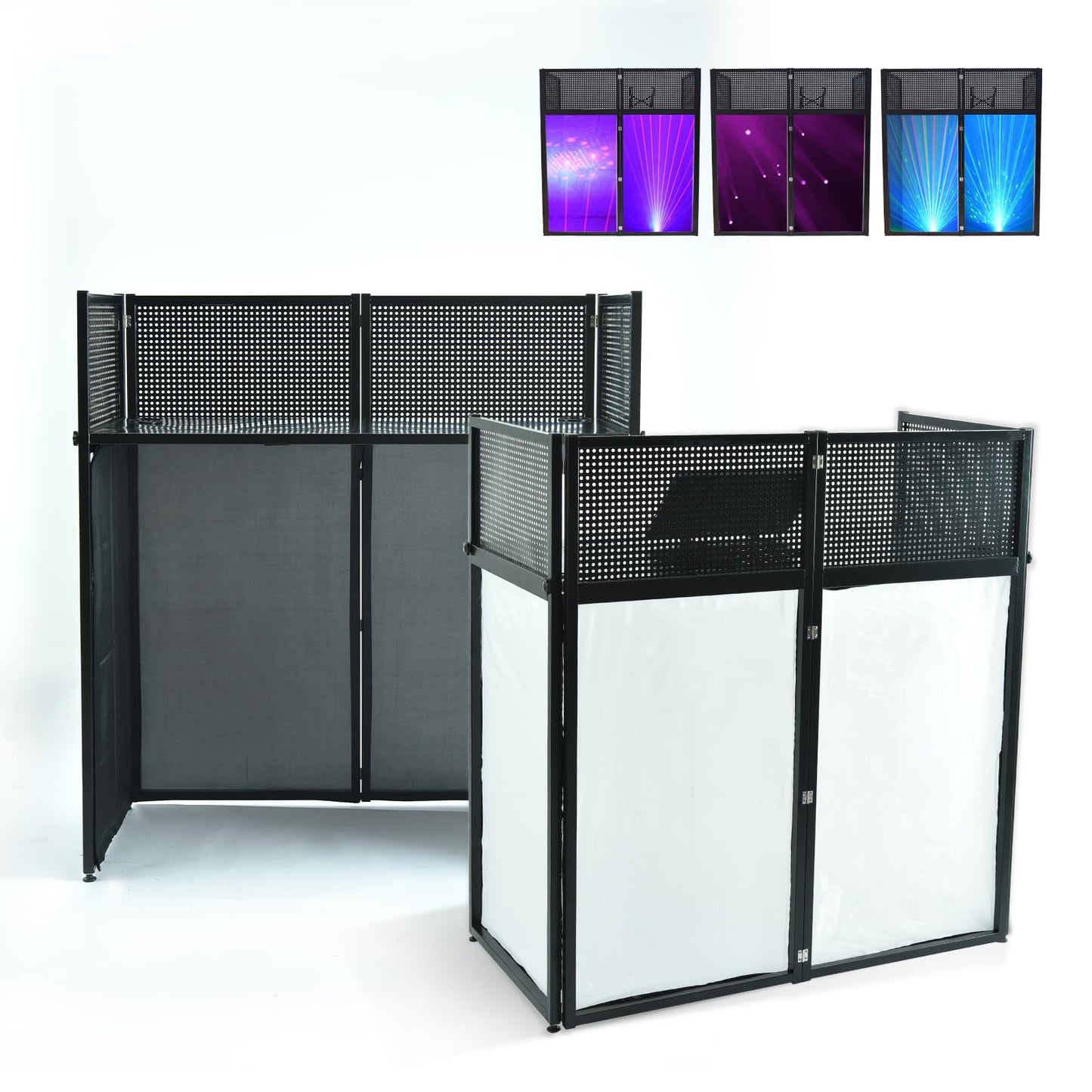 Wuyule Portable DJ Facade Table Station - 40 * 40 * 20 Inches Event Booth With Black and White Scrims, Padded Carrying Bag, Metal Frame Foldable Panel