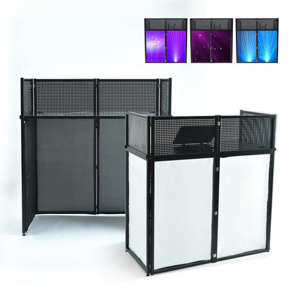 Wuyule Portable DJ Facade Table Station - 40 * 40 * 20 Inches Event Booth With Black and White Scrims, Padded Carrying Bag, Metal Frame Foldable Panel