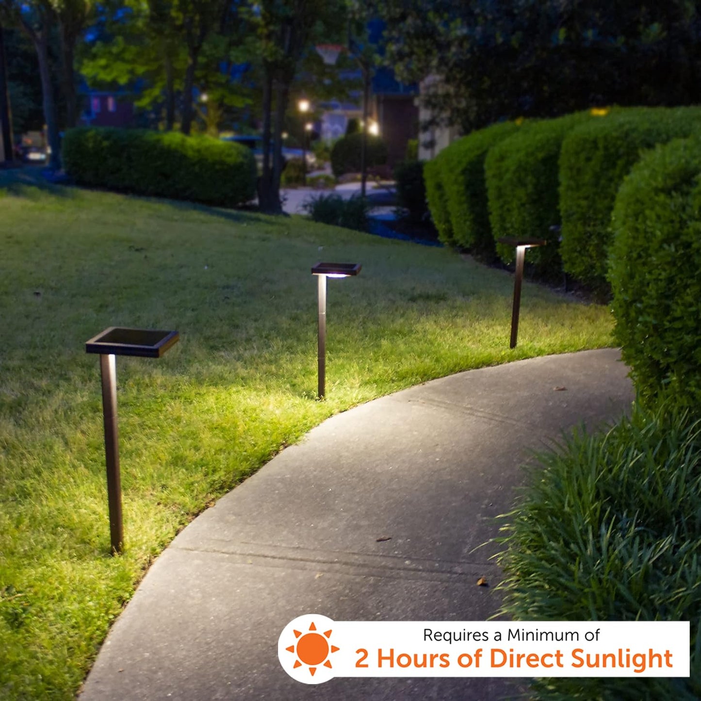 Gama Sonic Contemporary Black Square Solar Garden Light, Heavy Duty Cast Aluminum 80 Lumen with Bright White and Warm White LED Options, 26.75 in Tall for Sidewalk, Pathway, 2-Pack 117iP290080