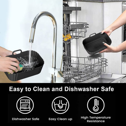 PINTAUR Silicone Air Fryer Liners 2 Pack, Reusable Liners Compatible for Ninja Foodi DZ201, DZ401, DZ550, COSORI, Chefman, Instant Air Fryer, and 6-in-1 8-10QT AirFryer Baskets