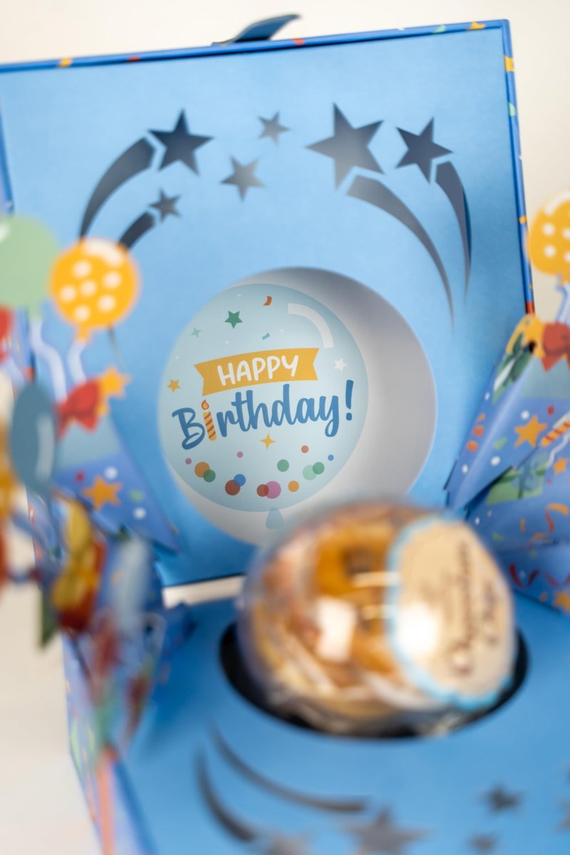 Happy Birthday Bloom Box by Send A Cake with 4 Individually Wrapped Gourmet Cookies (Lemon, Peanut Butter, Chocolate Chip, Oatmeal) – Ready to Gift, No Assembly Needed – Unique Birthday Gift for Women, Men, Adults & Kids