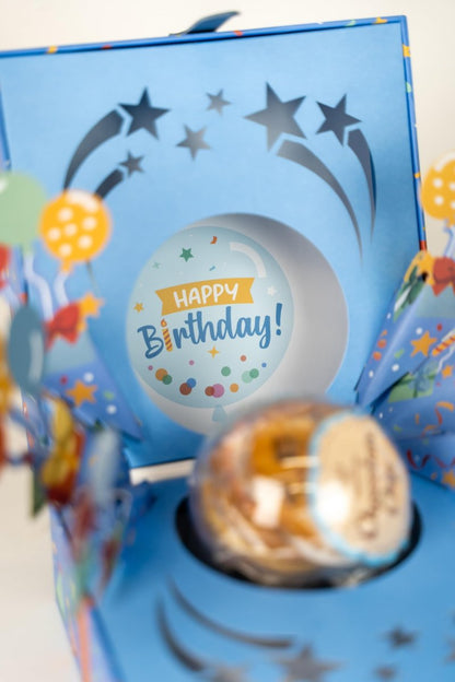 Happy Birthday Bloom Box by Send A Cake with 4 Individually Wrapped Gourmet Cookies (Lemon, Peanut Butter, Chocolate Chip, Oatmeal) – Ready to Gift, No Assembly Needed – Unique Birthday Gift for Women, Men, Adults & Kids