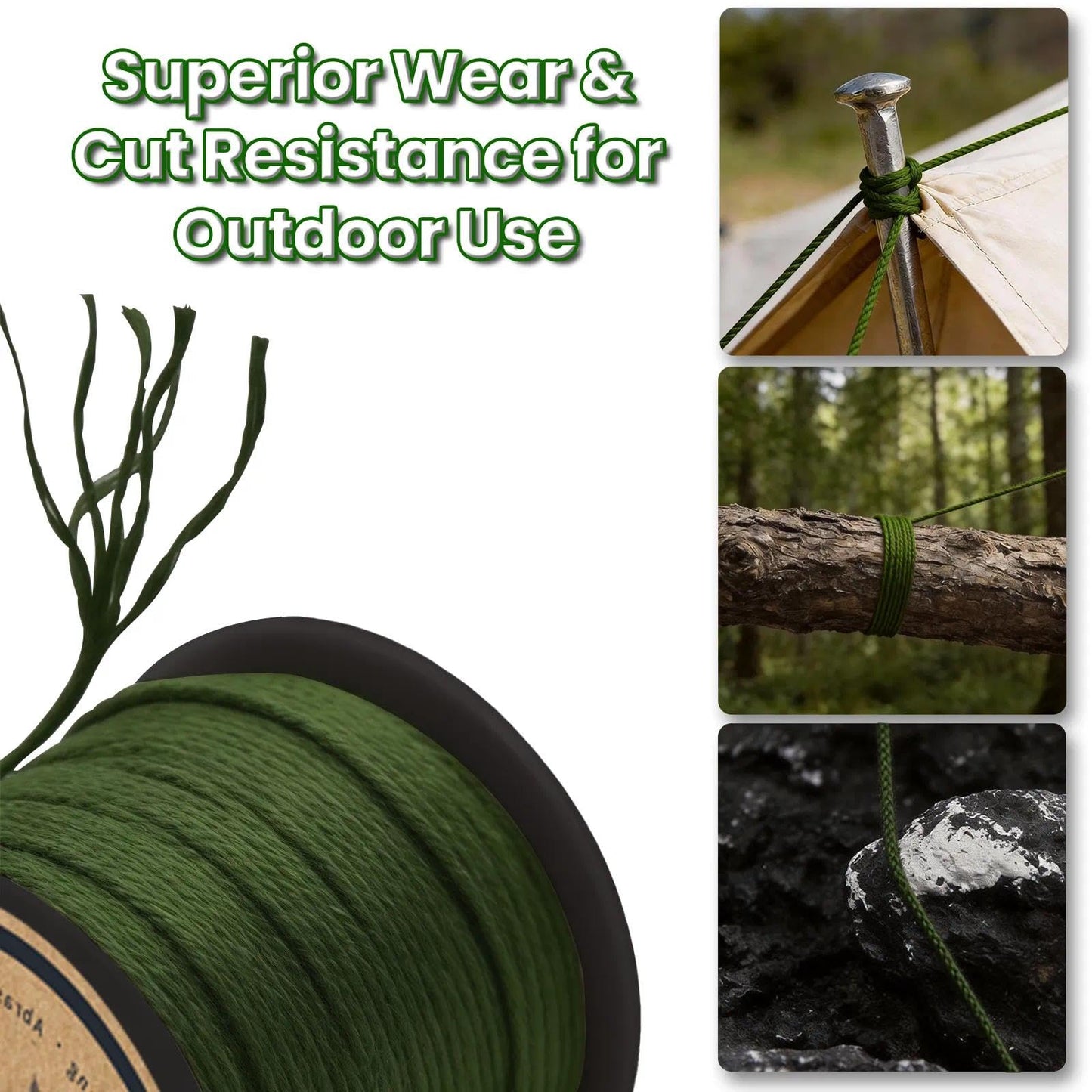 9KM DWLIFE Camo Green Kevlar Cord, High Strength, Ultralight, Abrasion Resistance for Trip Wire, Saw, Model Rocket, Hammock Tarp Ridgeline, Camping