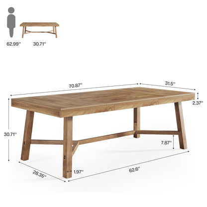 Tribesigns 71-Inch Executive Desk, Farmhouse Office Computer Desk with Sturdy Leg Structure, Rectangular Writing Table Business Furniture for Home Office, Natural