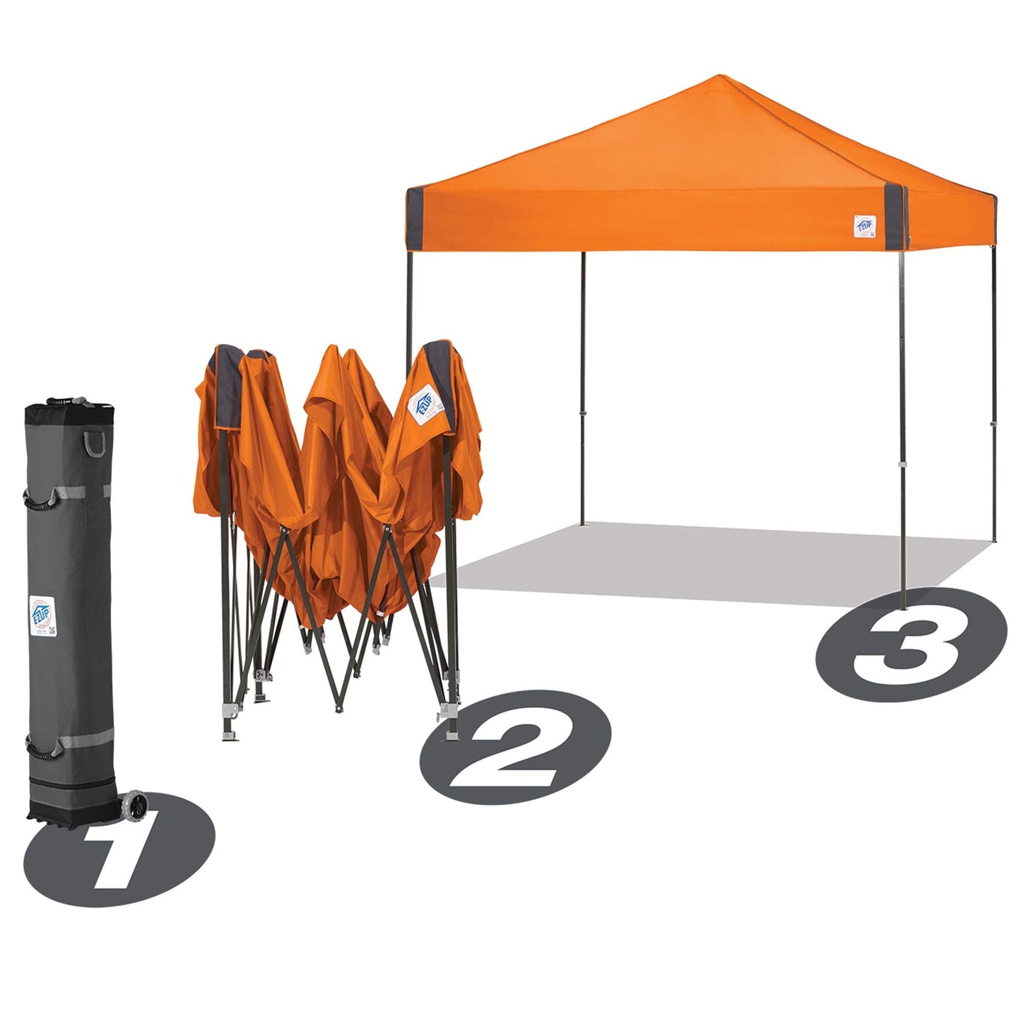 E-Z UP Pyramid Instant Shelter Canopy Pop Up Tent, 10' x 10' with Wide-Trax Roller Bag & 4 Piece Spike Set, Royal Blue