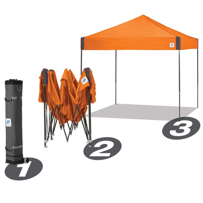 E-Z UP Pyramid Instant Shelter Canopy Pop Up Tent, 10' x 10' with Wide-Trax Roller Bag & 4 Piece Spike Set, Royal Blue