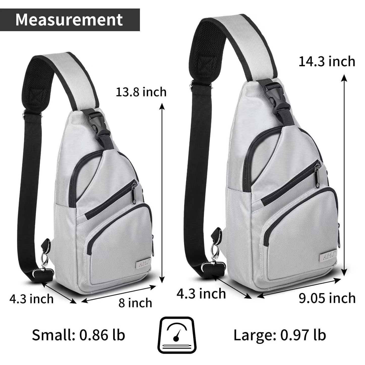 AMJ Crossbody Sling Bag Men Women, Casual Shoulder Backpack, Chest Daypack Satchel for Hiking Travel