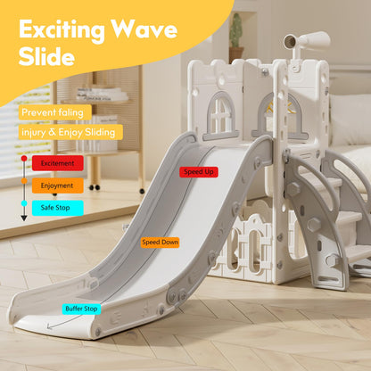 Toddler Slide,Kids Slide Playset for Toddler,Indoor Outdoor Slide Toddler Playset with Storage Space and Non-Slip Steps,Gifts for Boys and Girls 1-3 Years (White Gray)