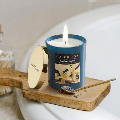 COCORRÍNA Fall Candles - Bourbon Vanilla 5 oz Soy Wax Scented Jar Candles for Home Scented, 31 Hours Burn Time, Aromatherapy Candle Gifts for Men Women